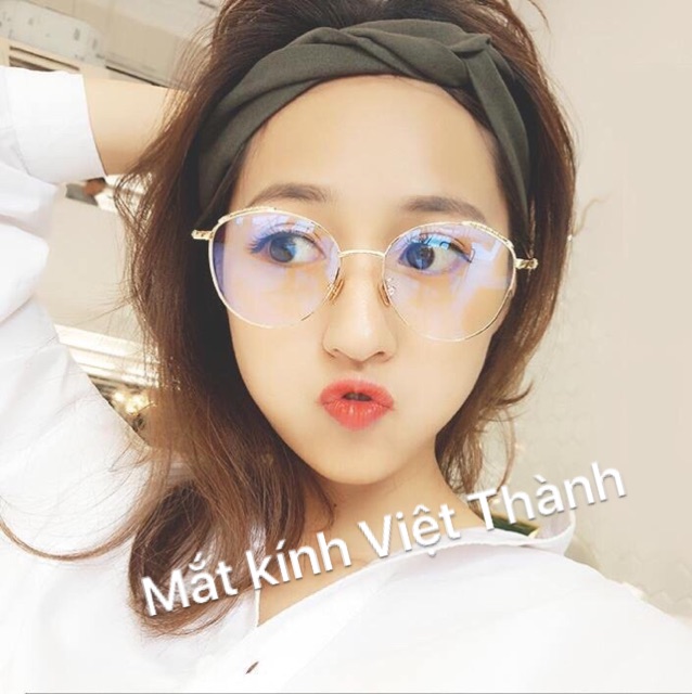 HCM Mắt Kính Cận Gọng kính phong cách vintage kim loại hàng đẹp lá tra