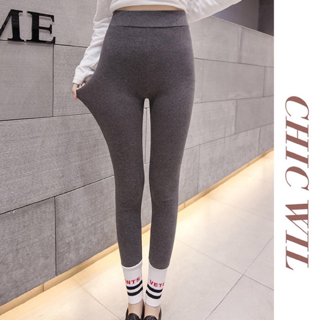 Quần legging big size màu xám lai bo sọc trắng size lớn 4Xl 65-85kg