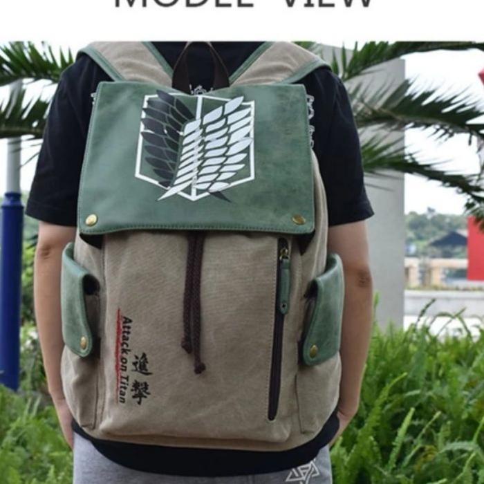 Quảng Cáo!!! Ba Lô Đeo Vai Đi Học Vải Canvas In Hoạt Hình Attack On Titan Dễ Thương