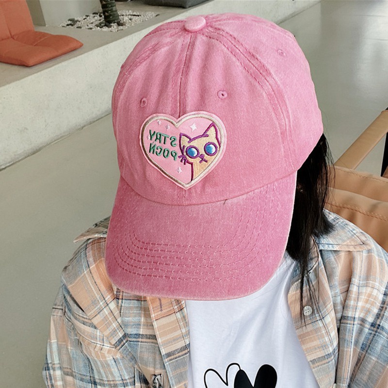 Mũ Lưỡi Trai Thêu Họa Tiết Dễ Thương Phong Cách Hàn Quốc Cho Nữ