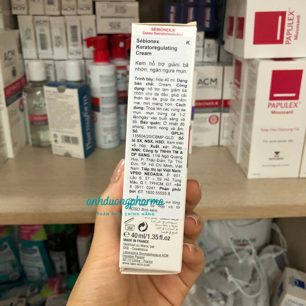 Kem dưỡng dành cho da dầu mụn tình trạng nhẹ - trung bình Sebionex K Cream 40ml