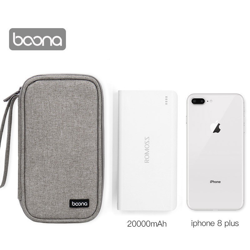 GHDH Túi chứa điện thoại sạc phòng ngừa Baona / Boona dáng dài kiêm hộp cất phụ kiện điện tử ổ cứng di động BN-E003 E001