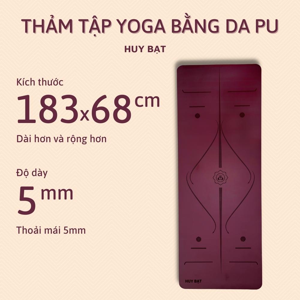 Thảm Cao Su Yoga Huy Bạt Chất Liệu Cao Su Thiên Nhiên Phủ Da Thấm Hút Mồ Hôi Chống Trượt Tặng Túi Chống Nước Và Chai Xịt