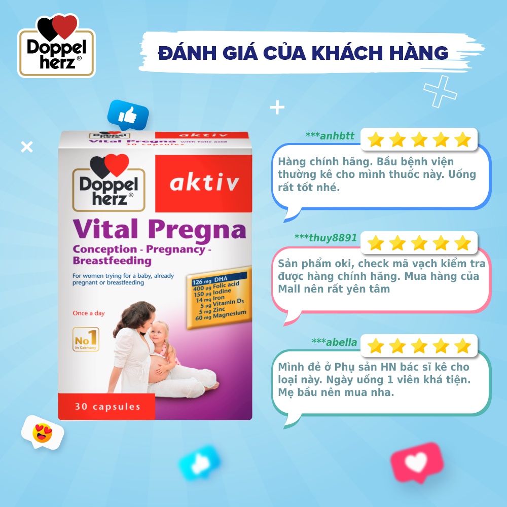 Bộ đôi dưỡng thai bổ sung Vitamin khoáng chất, tăng cường hấp thụ Canxi cho mẹ bầu Vital Pregna - K2 D3 (02 hộp 30 viên)