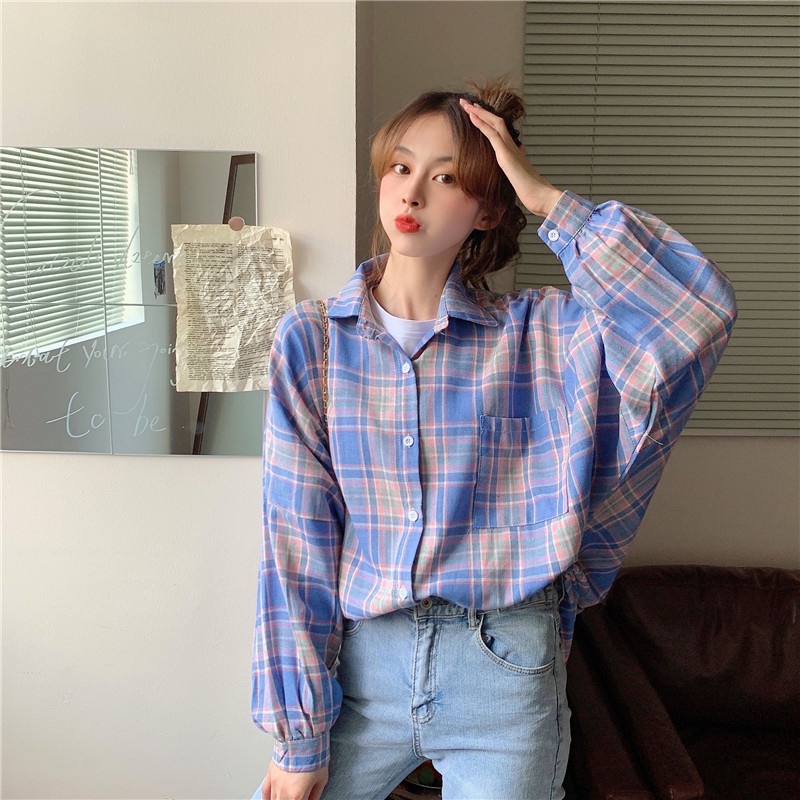 NZN Áo khoác nữ kẻ sọc caro phong cách retro Hàn Quốc mới dễ phối đồ