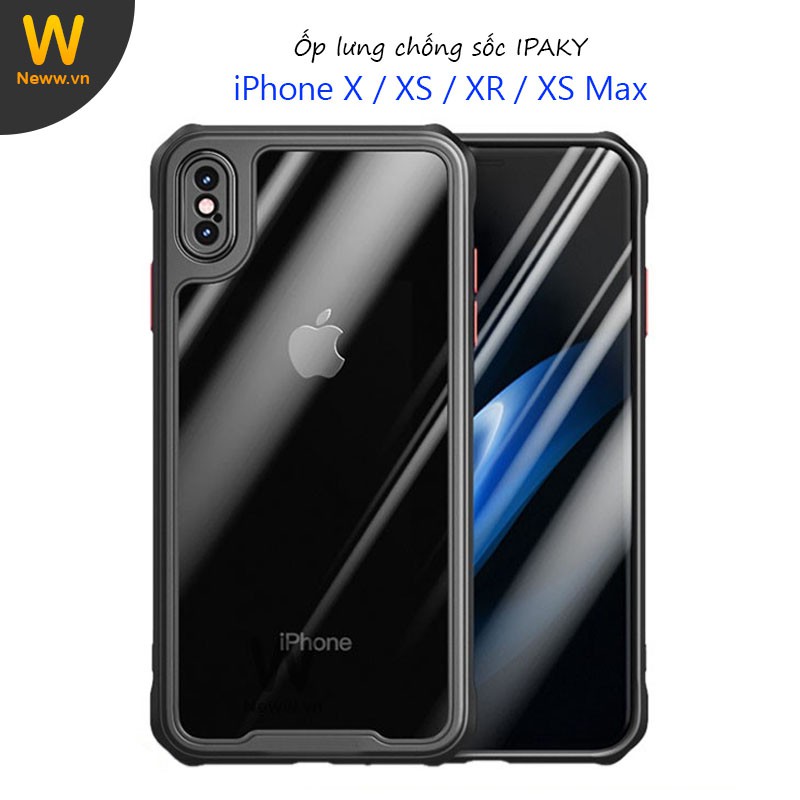 Ốp lưng IPAKY iPhone X/ XS/ XR/ XS MAX, Chống sốc, Mặt lưng trong, Viền TPU, bao Camera. Mufull series