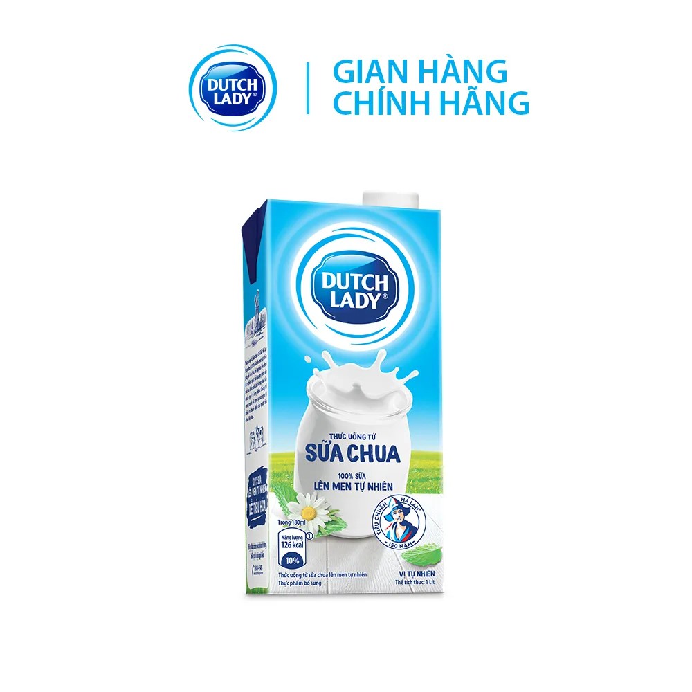 Thùng 12 hộp Sữa Chua Uống Lên Men Tự Nhiên Dutch Lady Vị Tự Nhiên (12 x 1000ml)