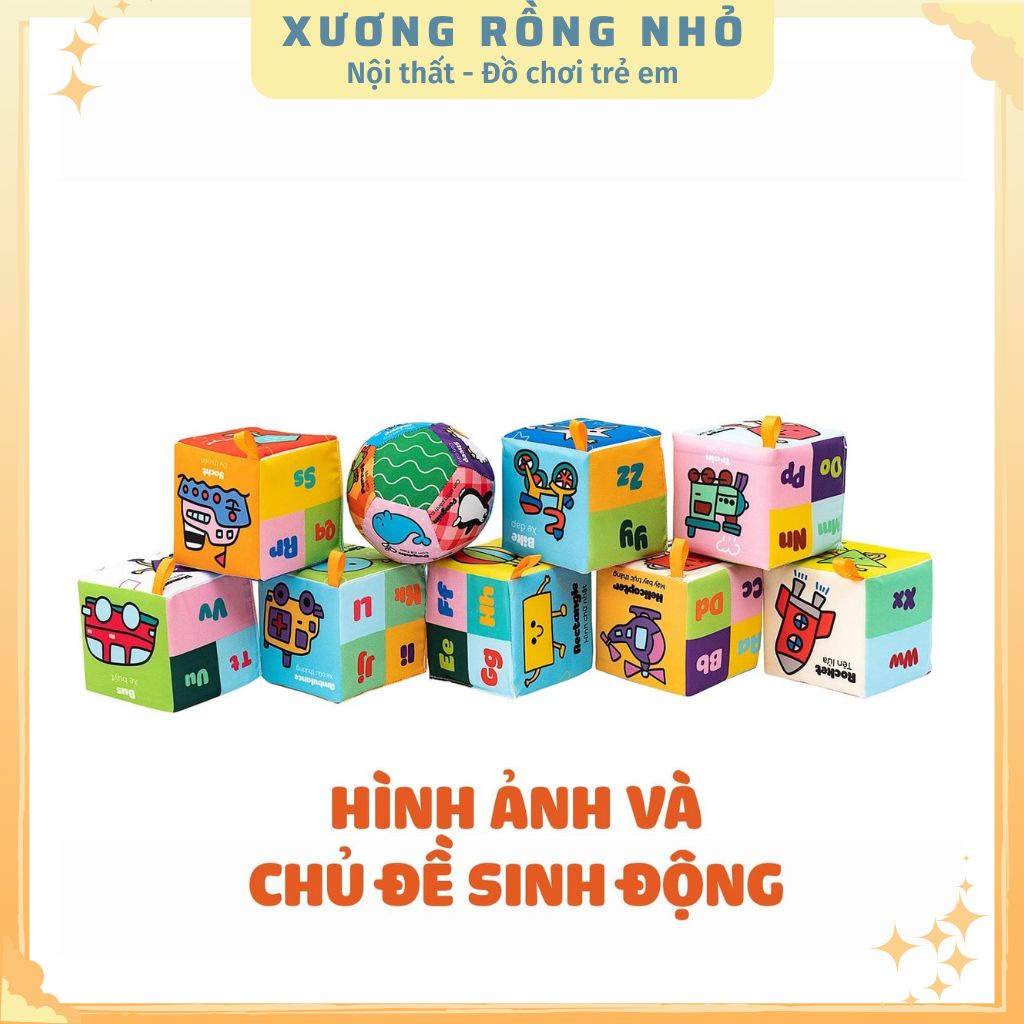 Bộ 9 Đồ Chơi Hình Khối Xúc Xắc Cho Bé Vừa Chơi Vừa Học