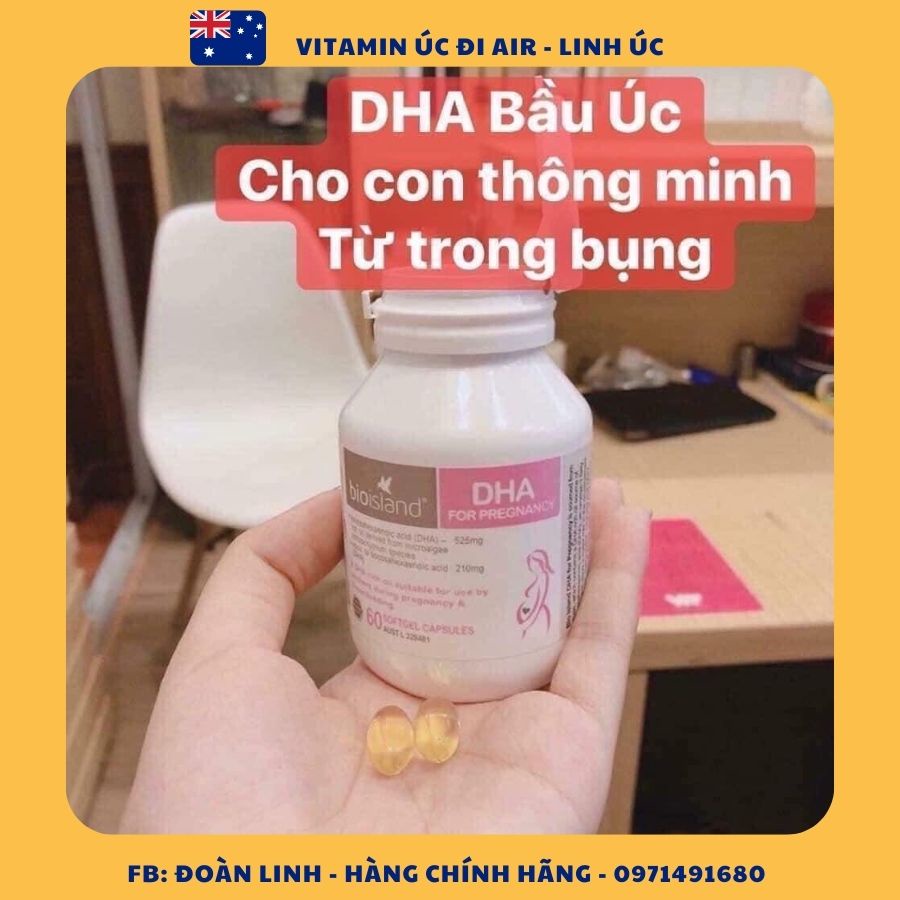 DHA Bầu Bioisland 60 viên cho phụ nữ chuẩn bị mang thai, mẹ bầu và sau sinh, Hàng Chuẩn Úc