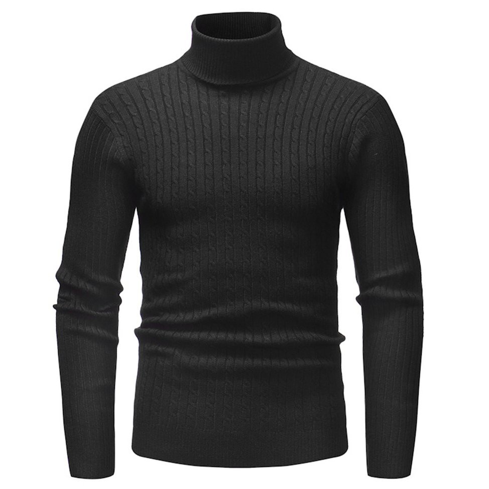 Áo Sweater Dệt Kim Cổ Cao Màu Sắc Đơn Giản Cho Nam Giới