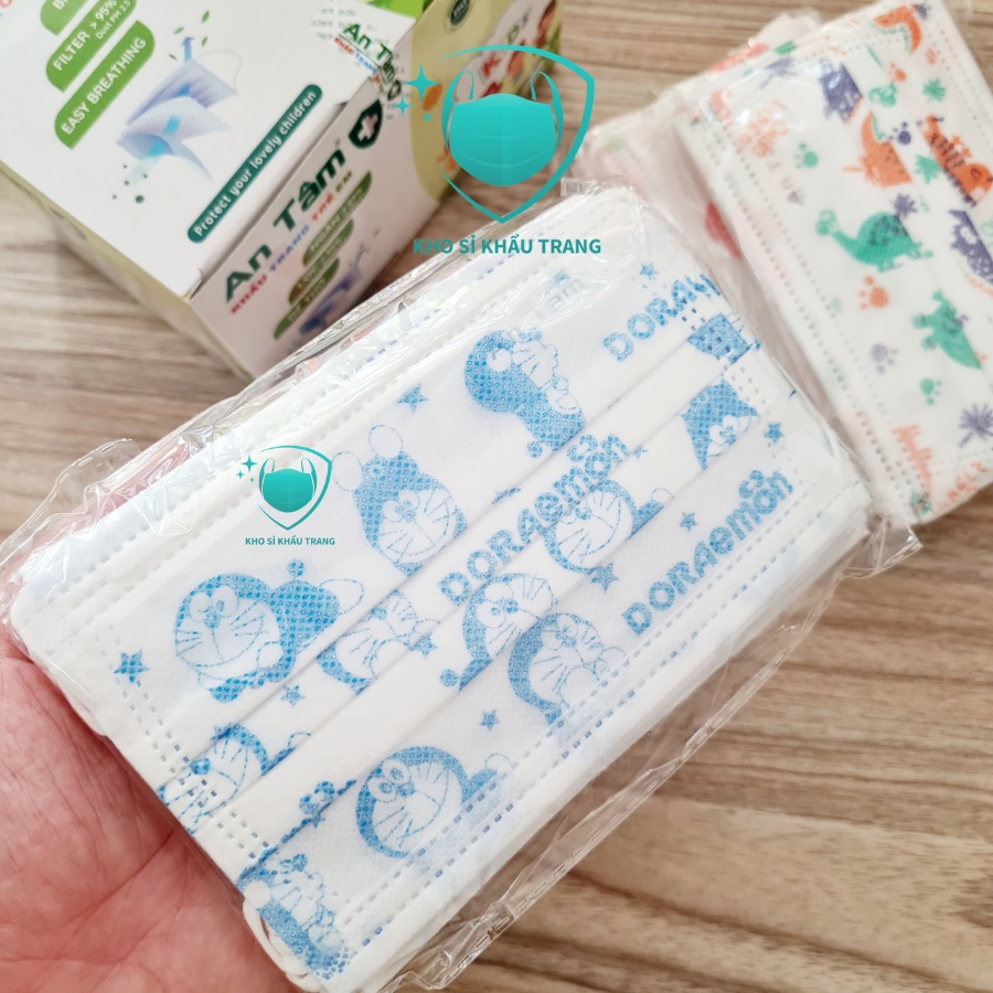 Khẩu trang y tế bé An Tâm 3 lớp kháng khuẩn hộp 50 cái mix hình ngẫu nhiên