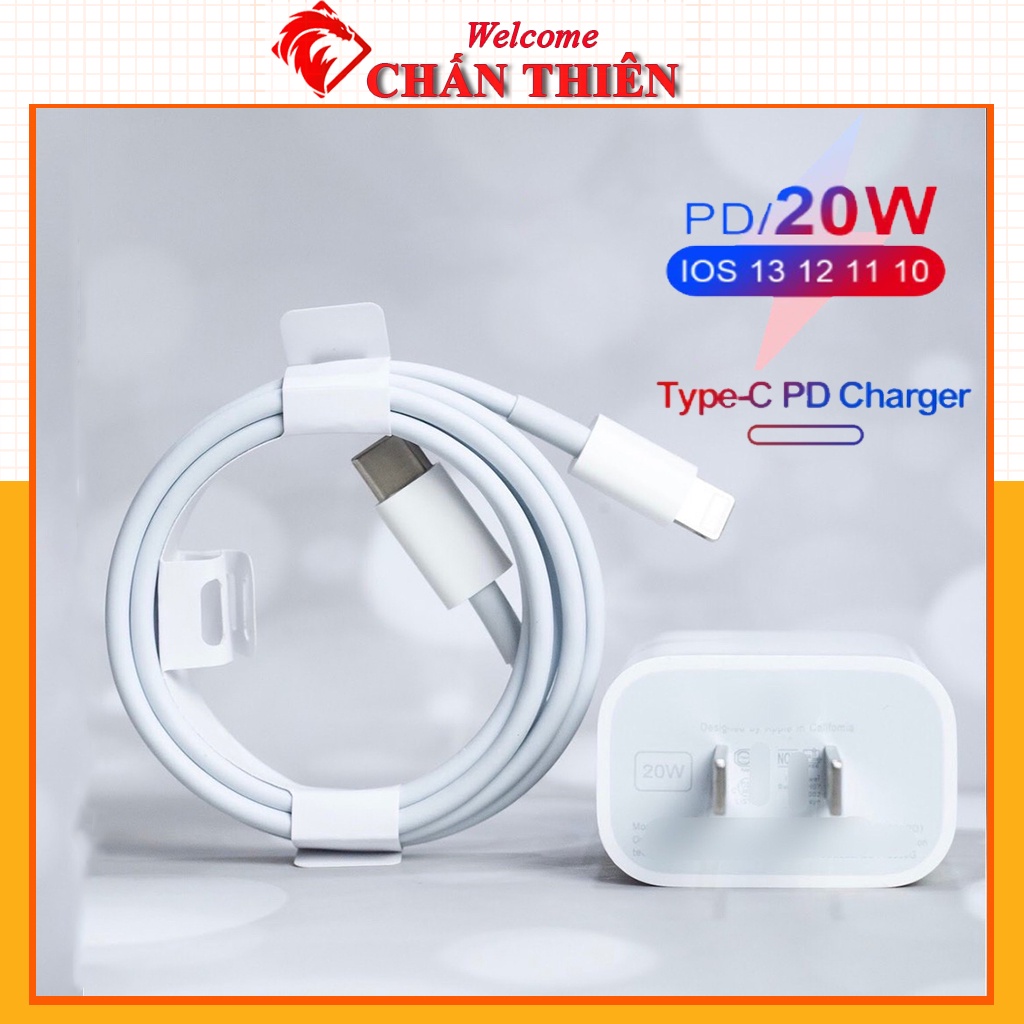 (BH 12 Tháng) Bộ Sạc Nhanh PD 20W USB-C To Lightning (Hỗ Trợ Công Suất Tối Đa IP12,13) Cáp Sạc Nhanh + Củ Sạc Nhanh