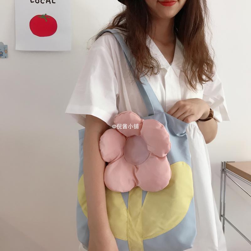 Túi đeo vai IELGY vải canvas cỡ lớn họa tiết hoa dễ thương thời trang