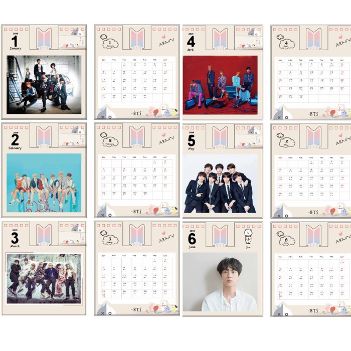 Lịch Để Bàn Mini In Hình Nhóm Nhạc Bts 2019