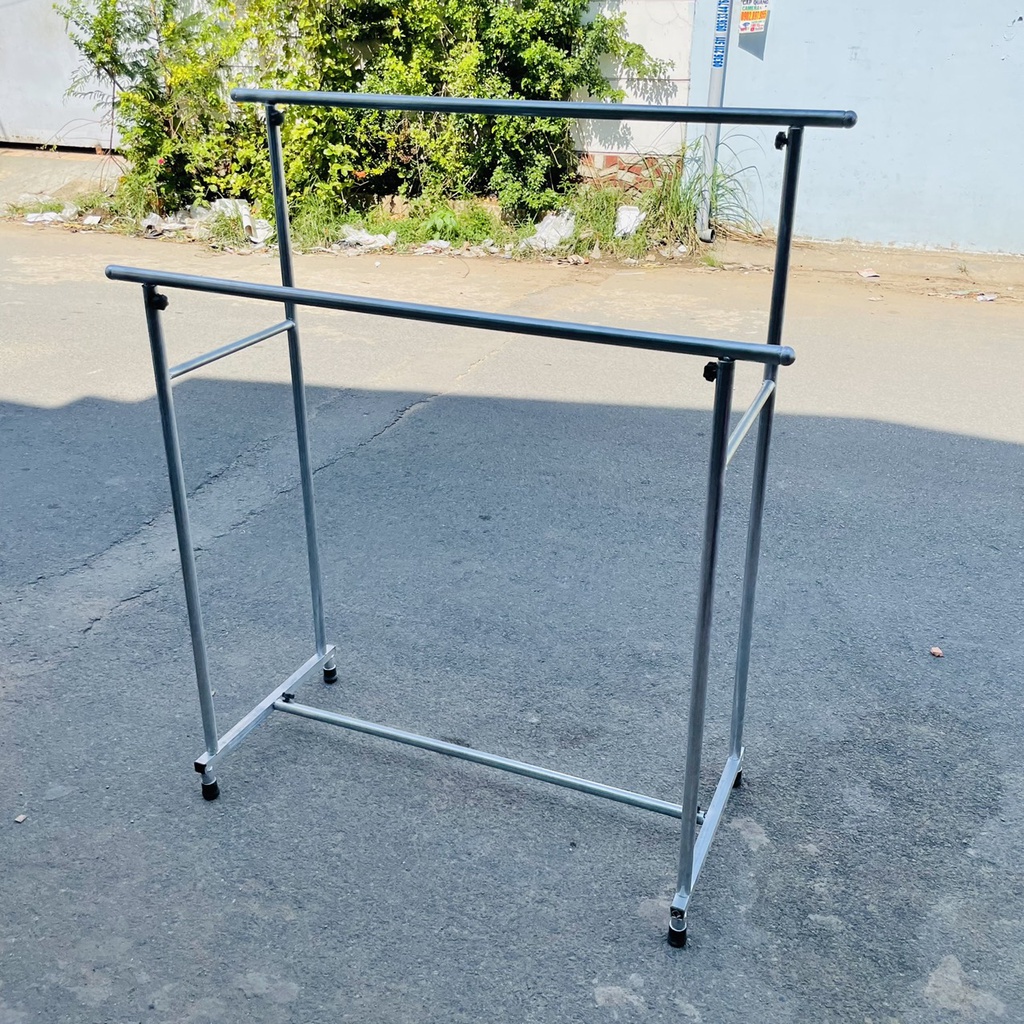 Sào phơi đồ đôi inox chắc chắn, chân vuông cao cấp, treo quần áo không khoen