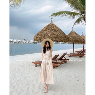 Váy quây maxi nhún ngực