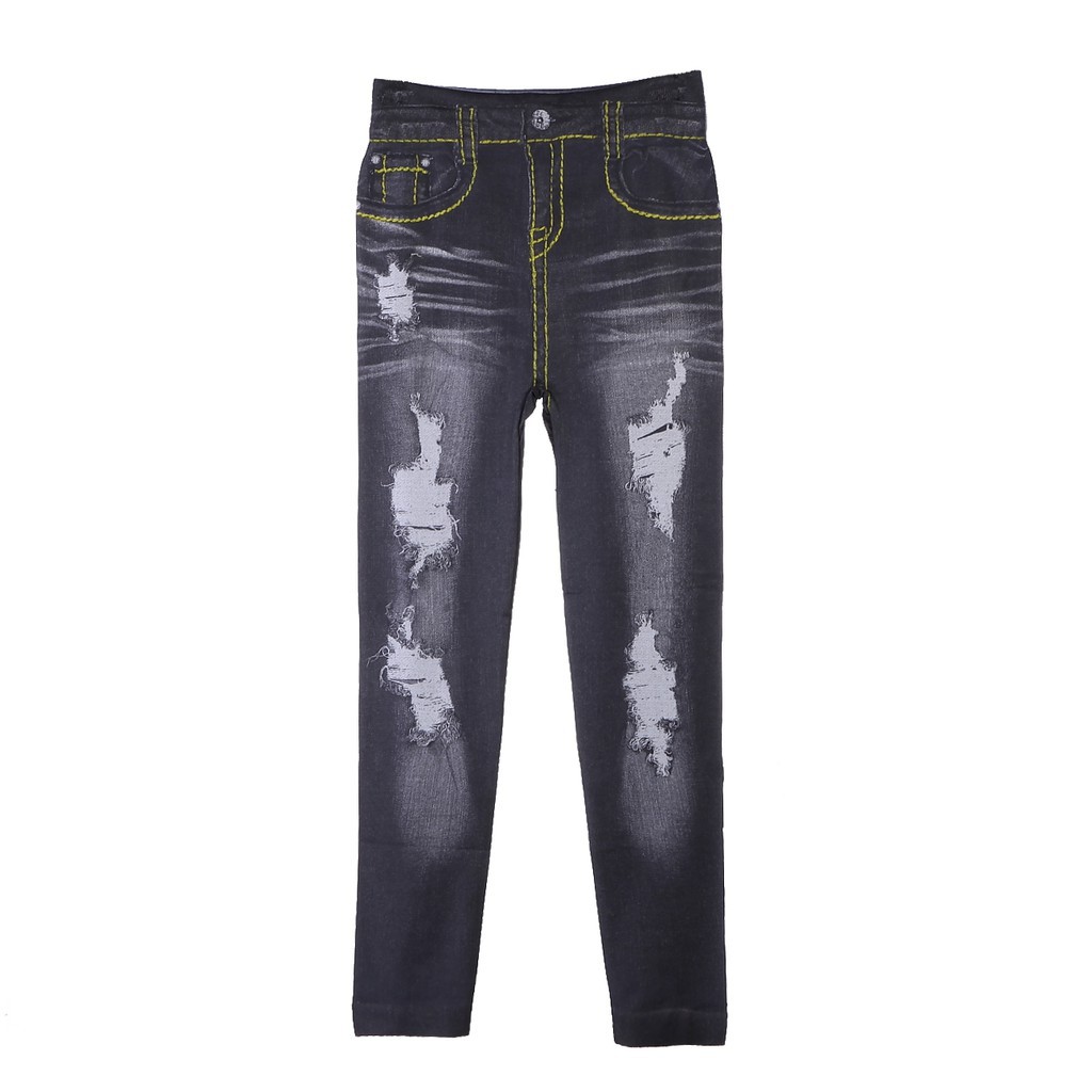 Quần legging nữ giả jeans dạng rách