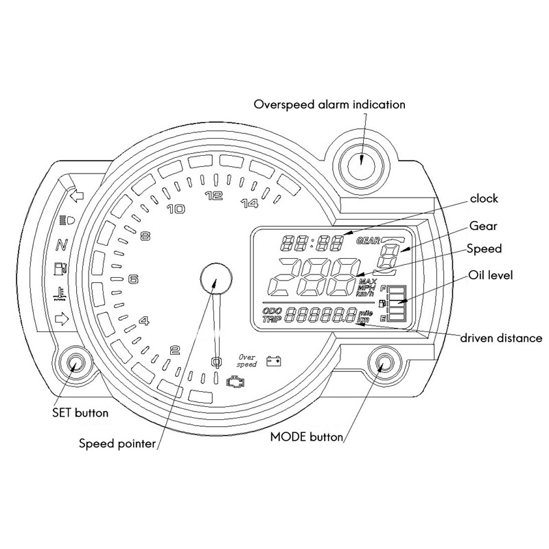 Đồng Hồ Đo Tốc Độ Xe Mô Tô 7 Màu Rx2N Max 299km / H 12v