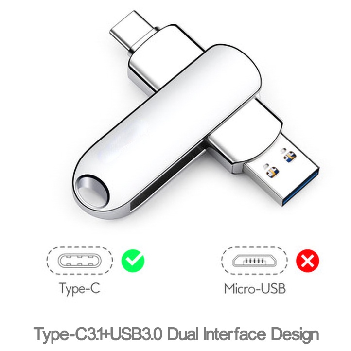 Usb Tốc Độ Cao 2 Trong 1 Với Cổng Usb 3.0 Và Type C Otg 512GB