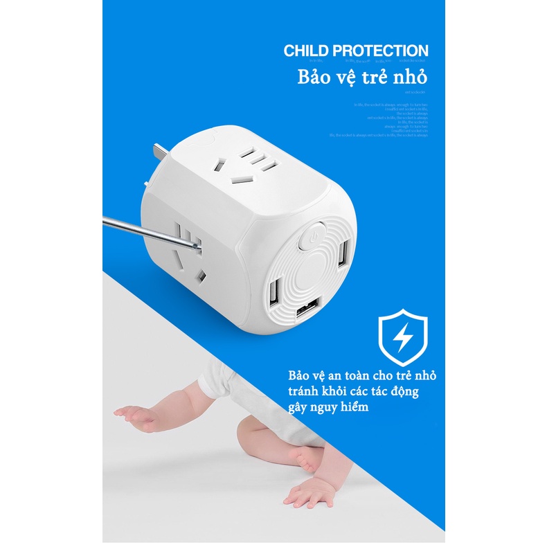 Ổ cắm điện thông minh đa năng tích hợp cổng USB tiện ích, Ổ điện chống cháy nổ chịu công suất cao FASOLA