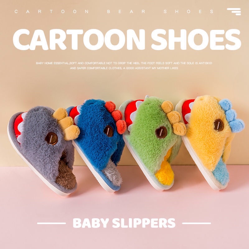 Dép lông khủng  long  mang trong  nhà  cho bé trai  và  bé  gái