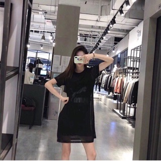 Đầm puma đen và trắng note màu