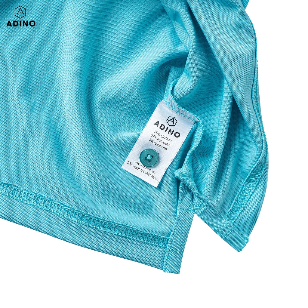 Áo polo nữ màu xanh thiên thanh phối viền ADINO vải polyester cotton không bai xù dáng slimfit hơi ôm trẻ trung APN05