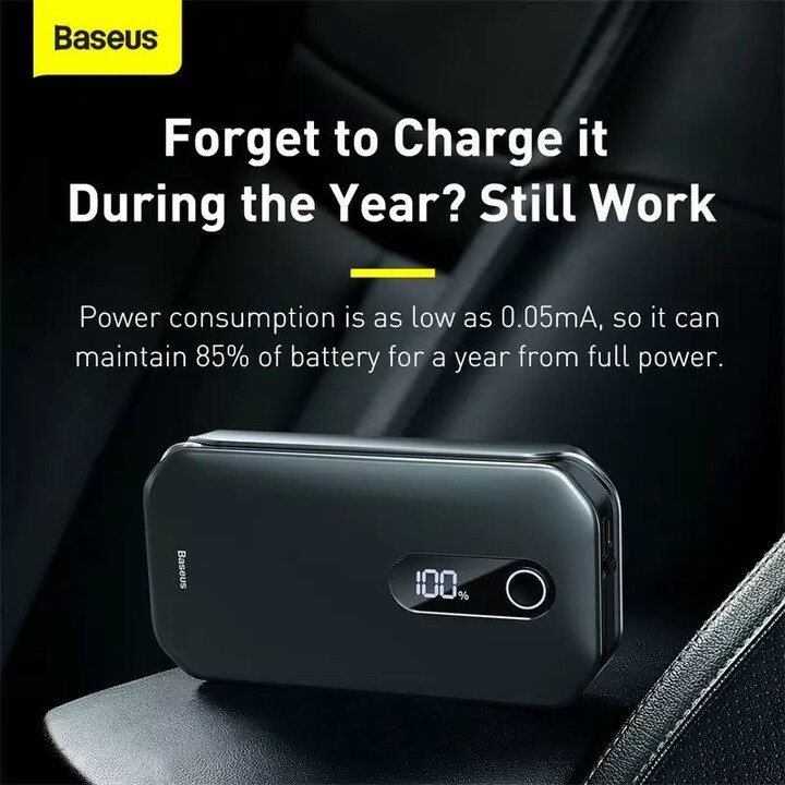 Bộ kích nổ dùng cho xe ô tô, kiêm sạc dự phòng. Thương hiệu Baseus CRJS03-01, 12000mAh - [CHÍNH HÃNG - BẢO HÀNH 1 NĂM]