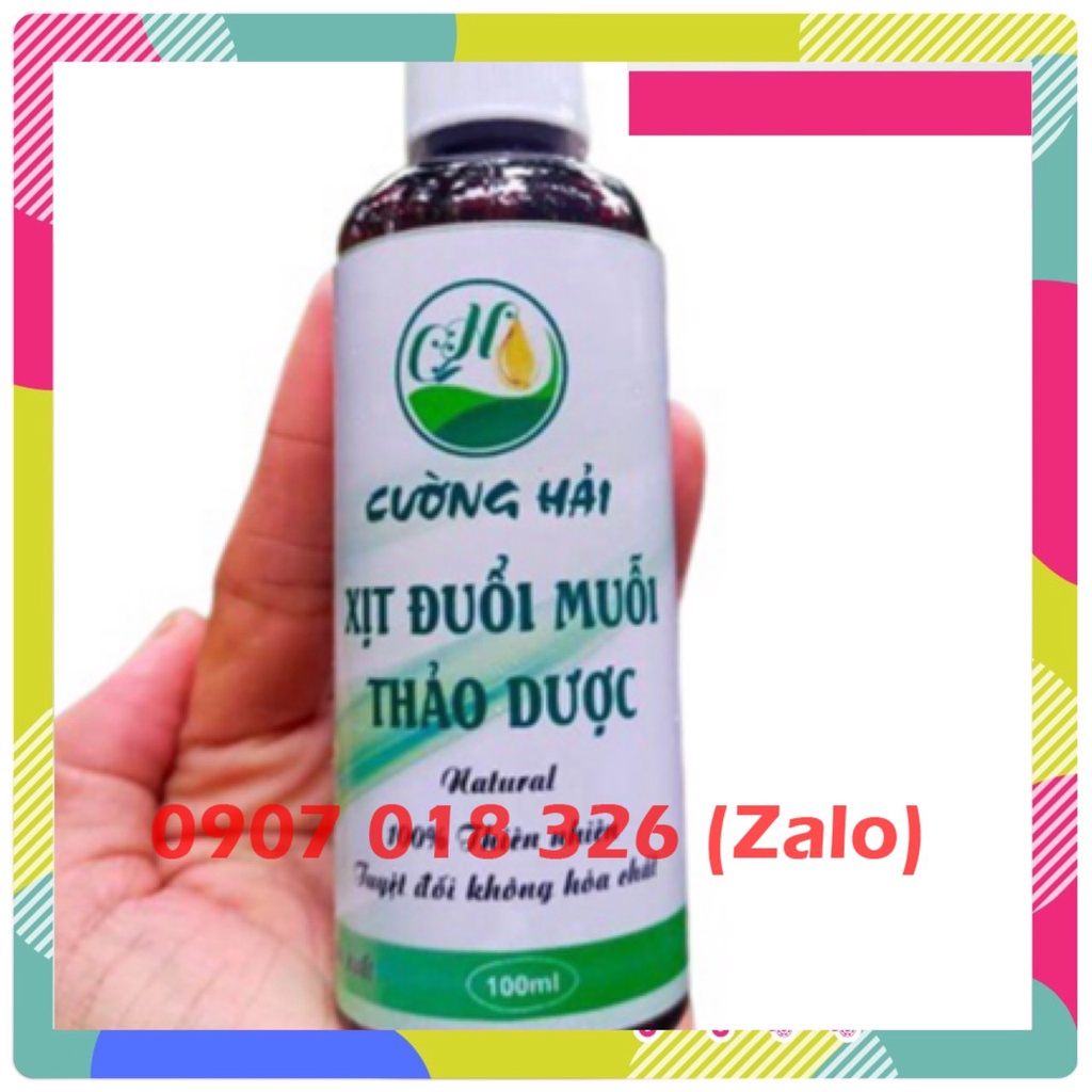 Xịt Đuổi Muỗi Thảo Dược Cường Hải 100ml, bão hoà tinh dầu tràm_ngũ sắc_khuynh diệp_sả