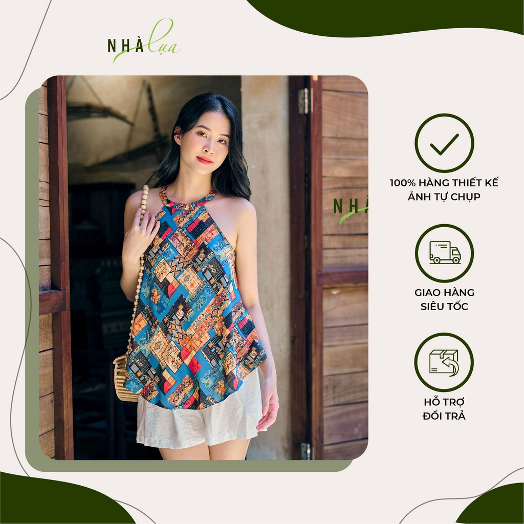 Set áo yếm lụa Latin tạo điểm nhấn cho nàng - Quần đùi nữ đi biển thoáng mát - Nhà Lụa Store