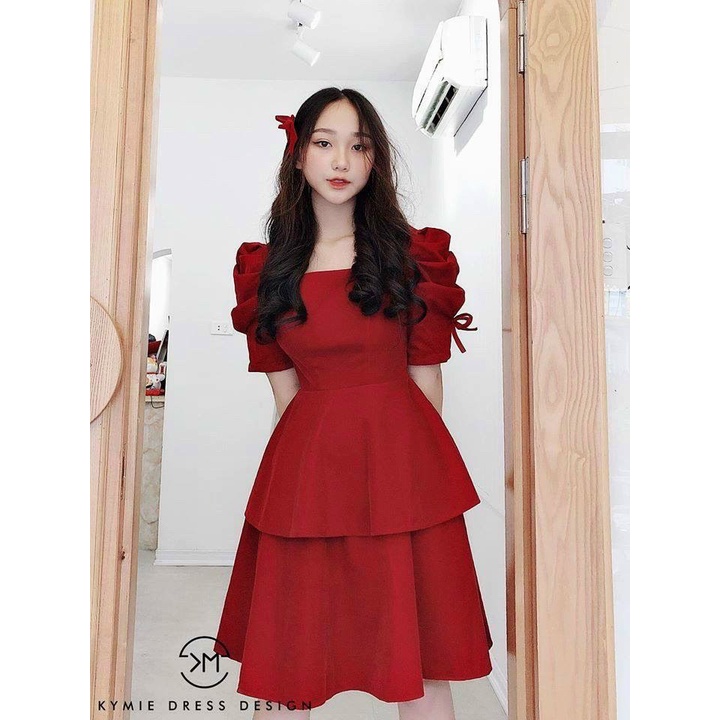 Váy đầm nữ dáng xòe xếp tầng tay kết nơ màu sắc đa dạng hài hoà thời trang nữ stclothing