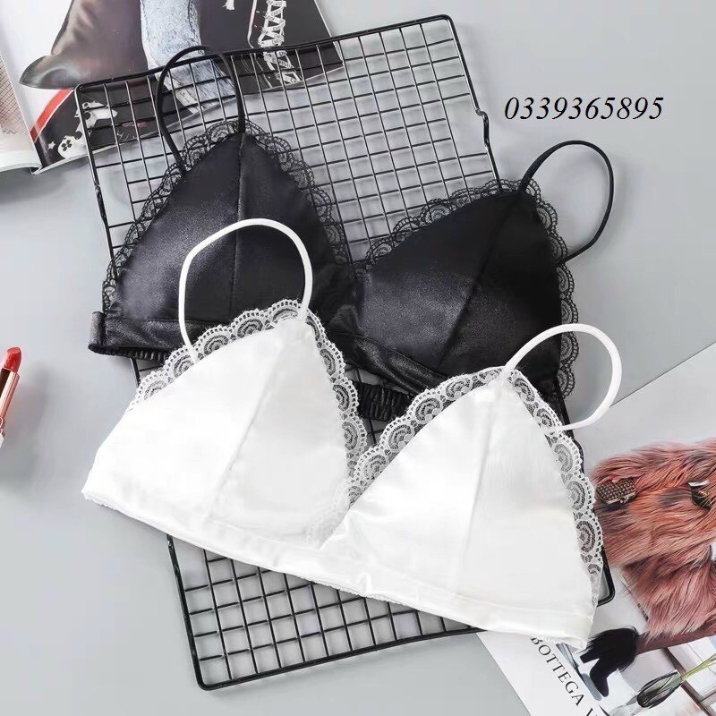 Bra ngực satin phối ren sang trọng ☘️. Free size phù hợp với các bạn có size áo ngực 32-34-36-38
