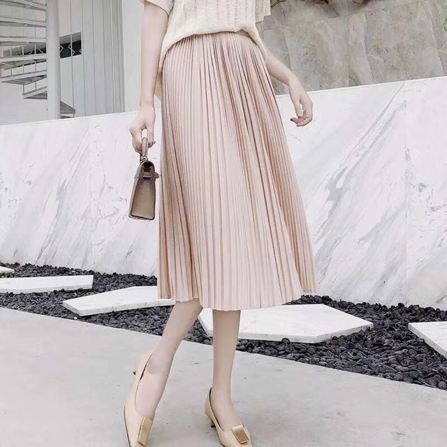 Chân váy maxi xếp ly lụa | BigBuy360 - bigbuy360.vn