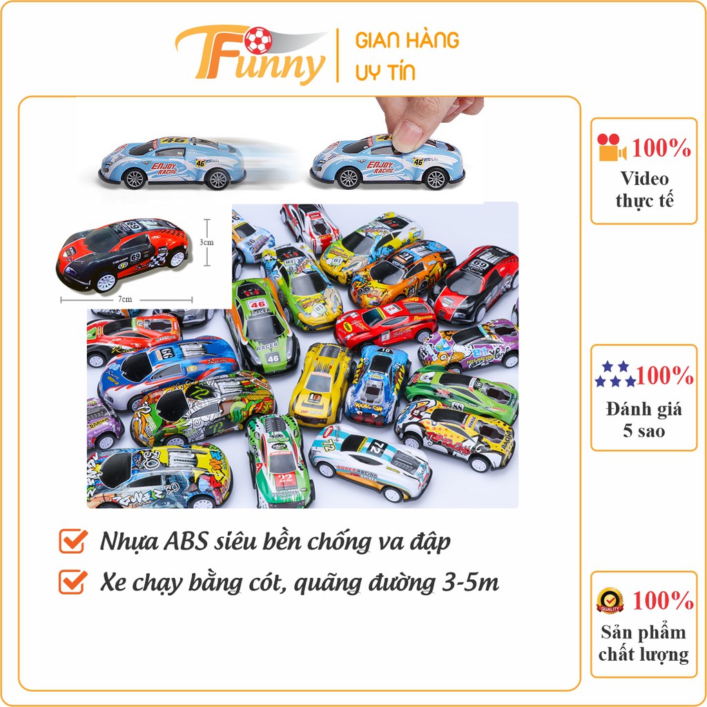 Bộ 3 Ô Tô Chạy Cót Cao Cấp, Ô Tô Mini Đồ Chơi Cho Bé, T Funny, Nhựa ABS Chống Va Đập Cực Bền, An Toàn