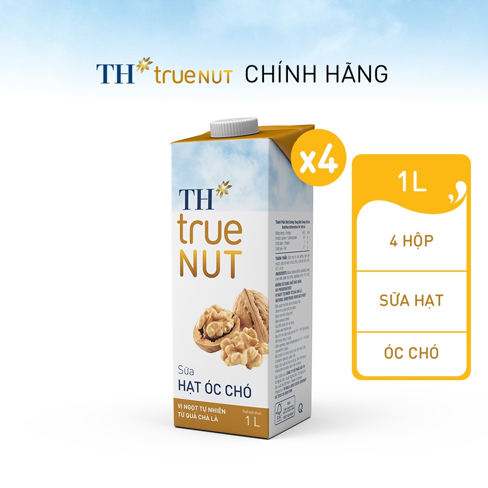 Combo 4 Hộp sữa hạt óc chó TH True Nut 1L (1L x 4)