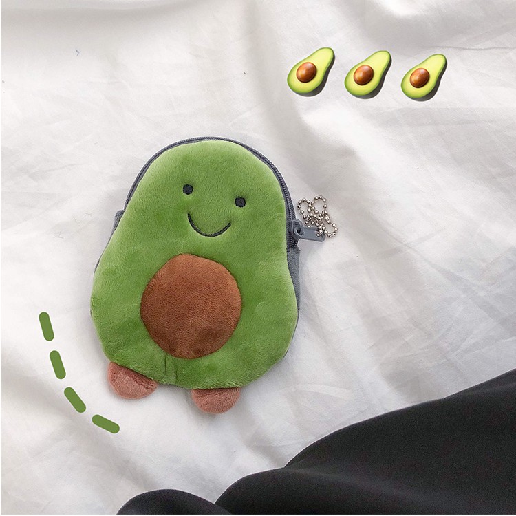 <24h delivery>W&G Nordic simple lovely avocado pocket portable key pendant mini zero wallet Plush zipper coin purse