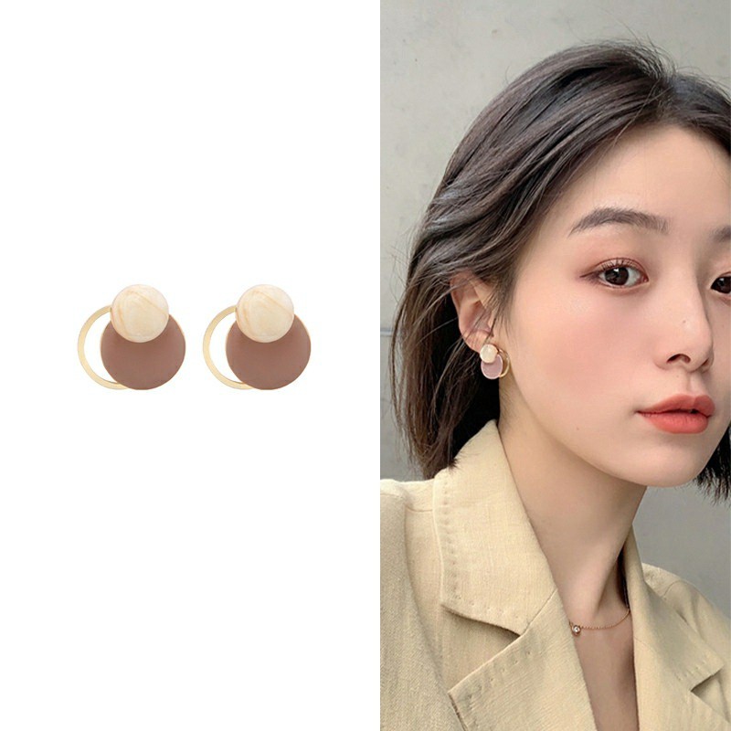 Bông tai ba mặt tròn kiểu dáng hợp thời trang