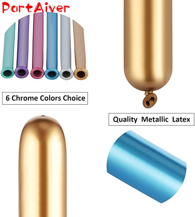 1pcs Bong bóng bay dáng dài màu kim loại có thể xoắn loại tạo kiểu