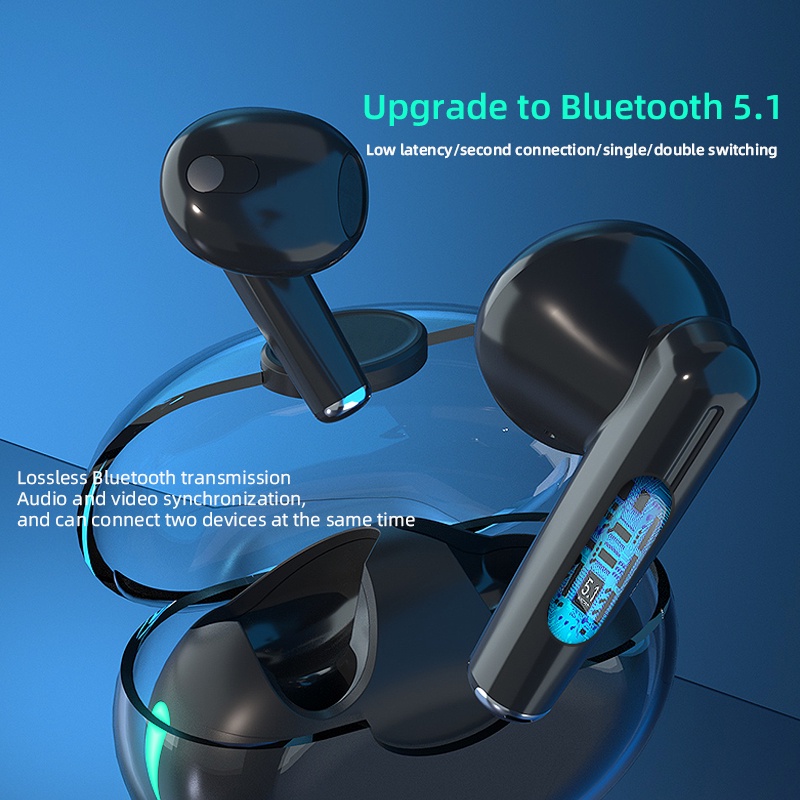 Tai Nghe Bluetooth 5.2 Không Dây TWS Thiết Kế Hình Viên Thuốc Trong Suốt Kèm Mic Chất Lượng Cao