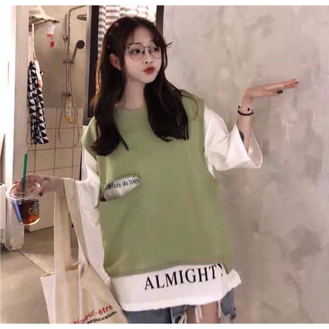 Set gile và áo phông may liền