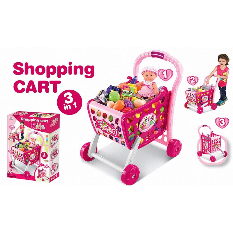 Đồ chơi xe đẩy siêu thị 3 tư thế đa năng dùng pin, cảm ứng, có đèn, nhạc
