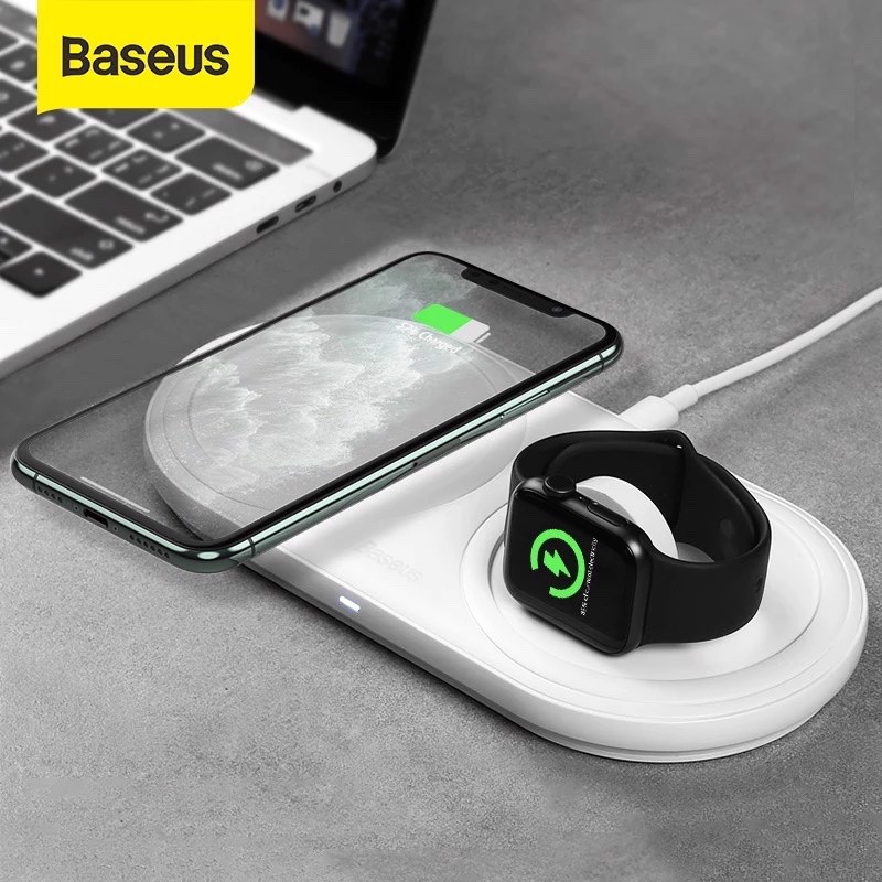 Sạc nhanh không dây tích hợp đế giữ dây sạc Apple Watch Baseus Planet 2in1（Wireless Quick charger + Cable winder)