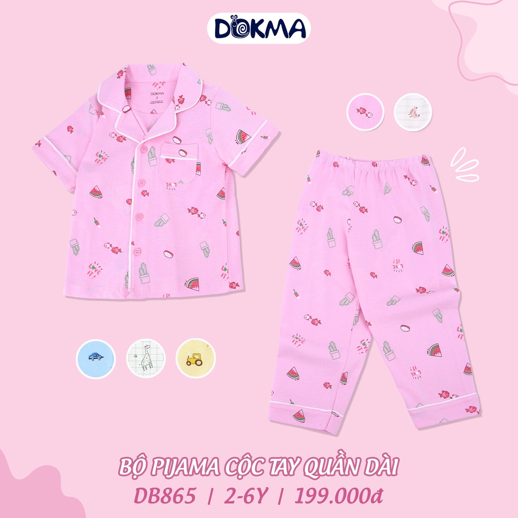 DB865 Bộ pijama cộc tay quần dài cotton Dokma (2-6T)