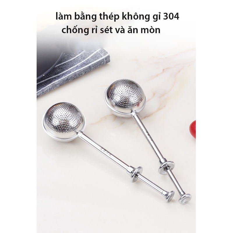 Dụng cụ lọc trà inox 304 hình quả bóng cao cấp, tiện dụng, ép bằng xi lanh - HVL TEA