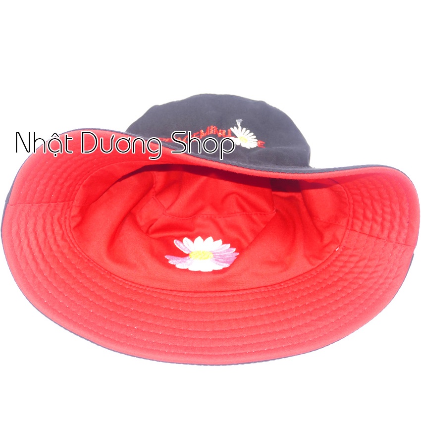 Nón tai bèo Hoa cúc 2 mặt,thêu hình hoa cúc và chữ NY chất liệu Cotton thoáng mát thích hợp cho nam nữ