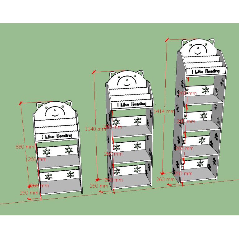 Kệ giá sách Gấu đựng đồ đa năng 3 size