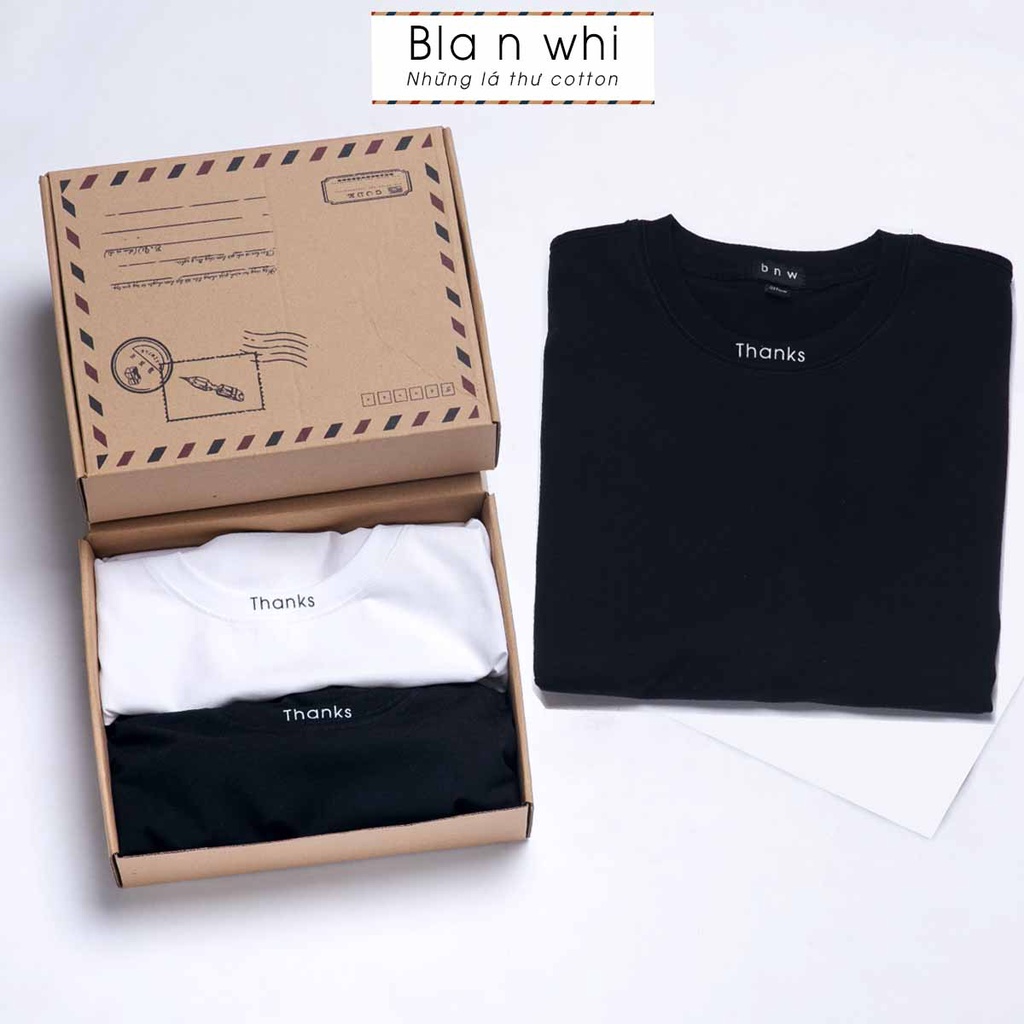 Áo thun cotton BNW in chữ Where? dáng Unisex form rộng2 màu đen trắng basic