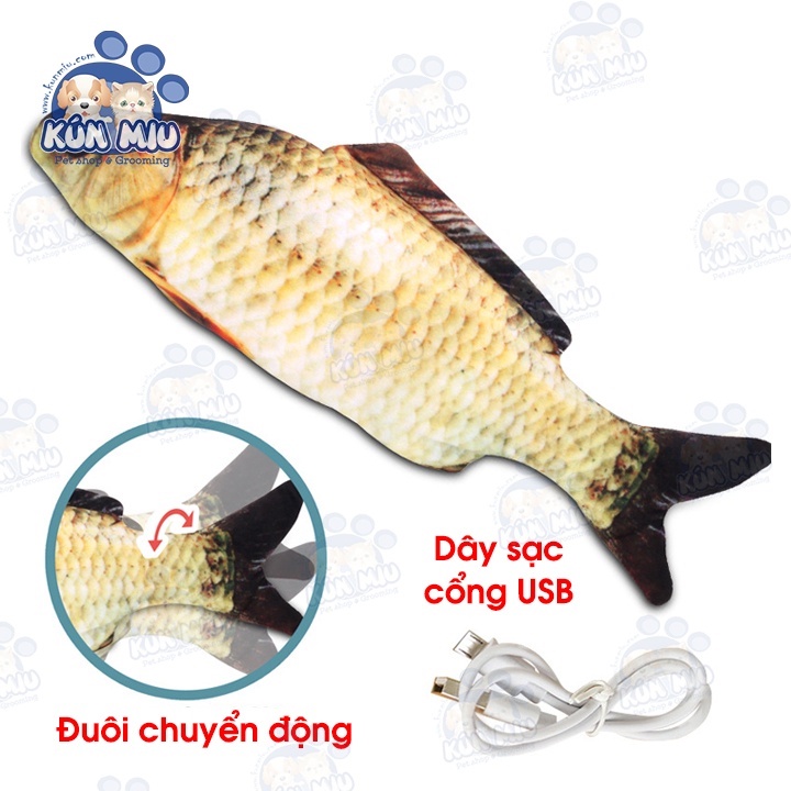 Cá Nhảy Sạc Pin (Kèm Theo Dây Sạc USB) - Đồ Chơi Cho Mèo