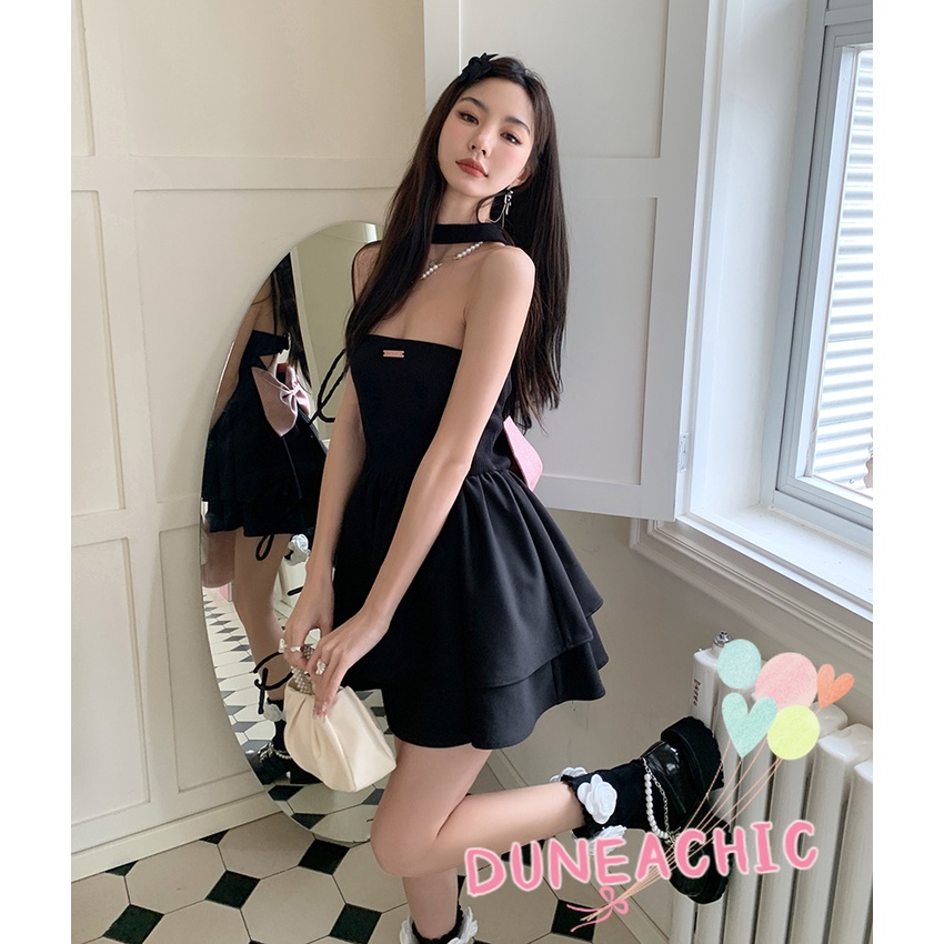 DUNEA Đầm Trễ Vai Xếp Ly Thắt Nơ Bướm Ngọt Ngào Nữ Tính