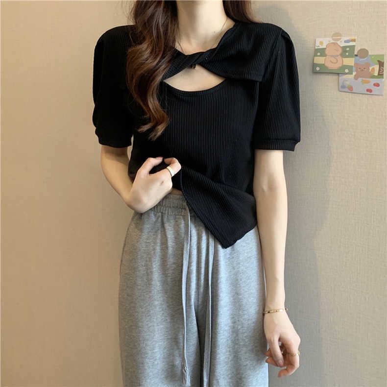 Áo Thun Tay Phồng Ngắn Phong Cách Pháp Thời Trang Mùa Hè Dành Cho Nữ